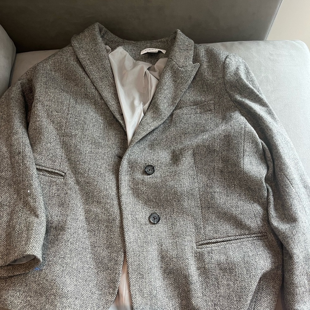 Calvin Klein Gray Herringbone Jacket size 14